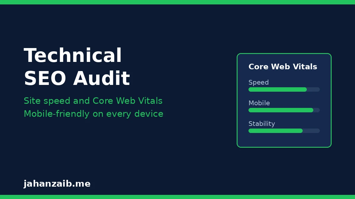 Technical SEO audit checking site speed and Core Web Vitals