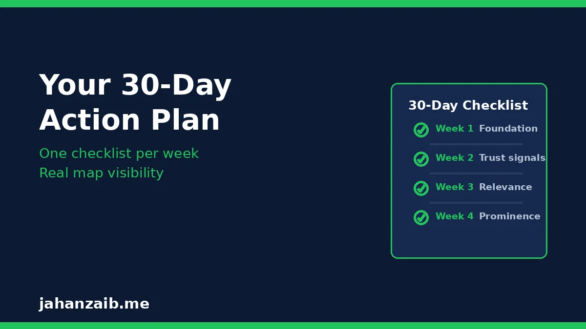 30-day Google Map Pack ranking action plan checklist
